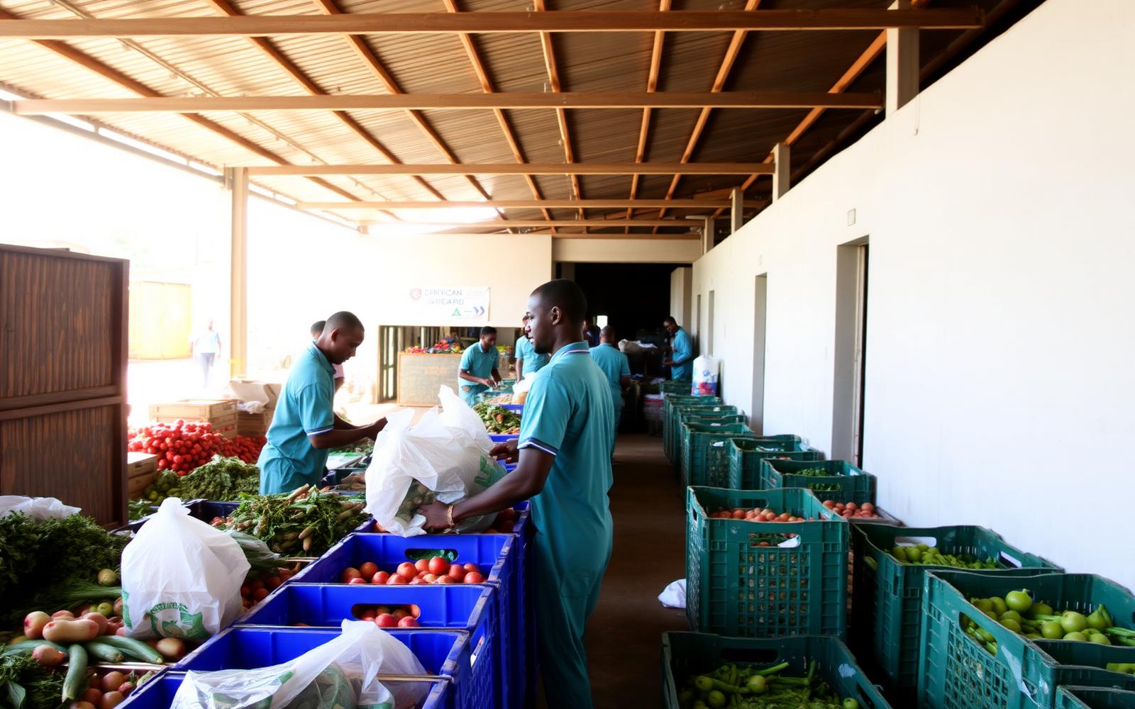 Harvested produce being sorted and packed for market